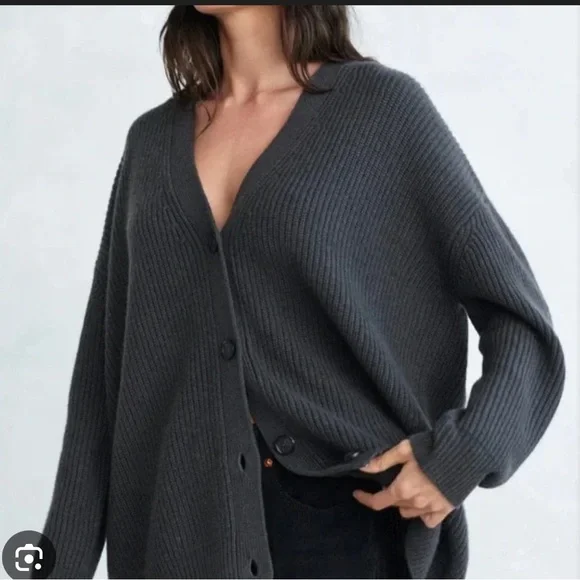 Jenni Kayne dark gray cocoon cashmere cardigan sweater size XXS - Picture 2 of 8